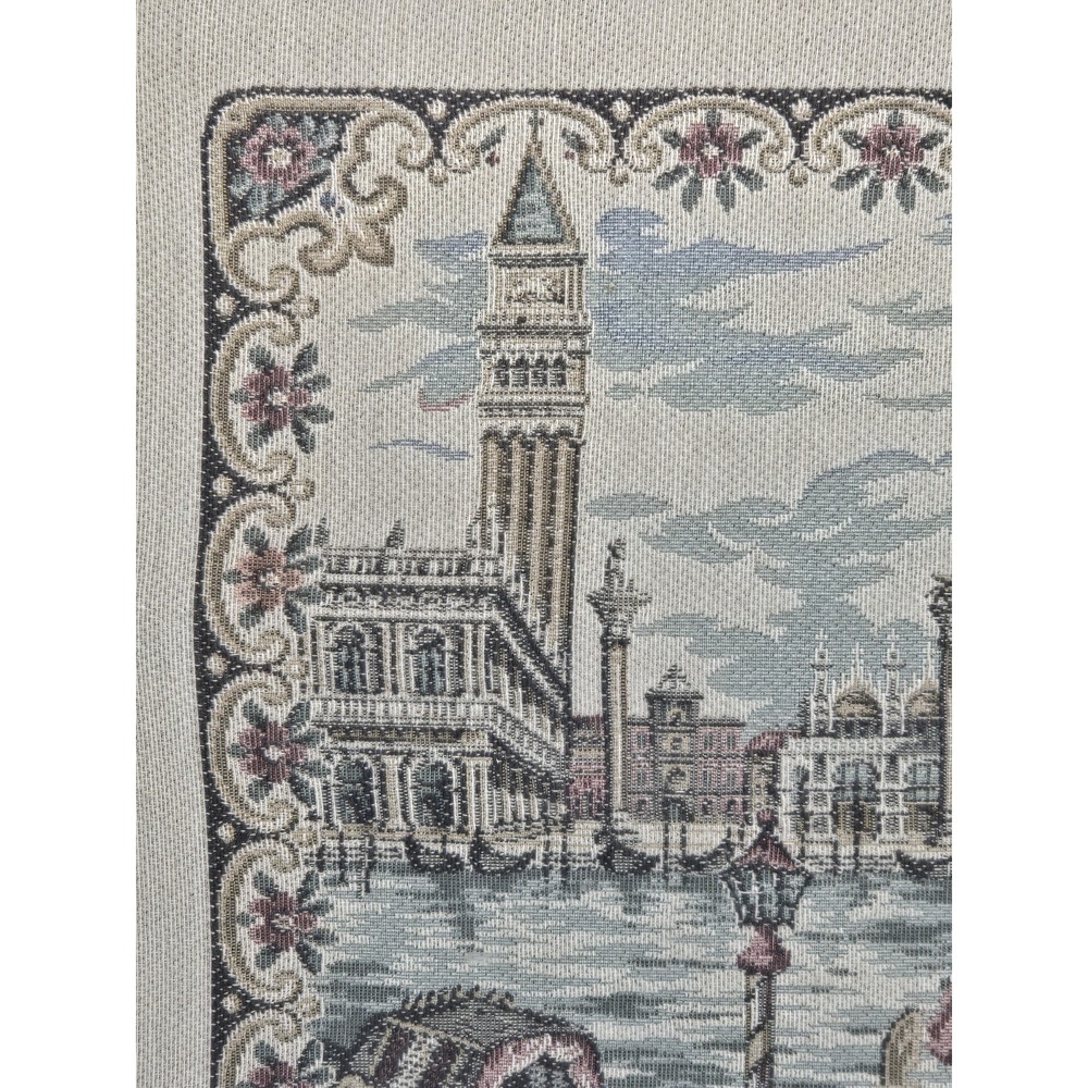 Italian Framed Tapestry Venice Gondola Scene Doge's Palace Romantic Courting - Picture 3 of 6